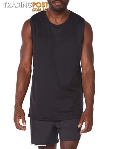 2XU Aero Mens Running Tank Top - Black/Silver Reflective - L - MR6558a-BLK-SRF-L