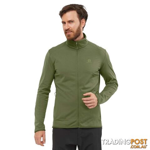 Salomon Outrack Full Zip Mid Mens Lightweight Fleece Jacket - Olive Night - S -...