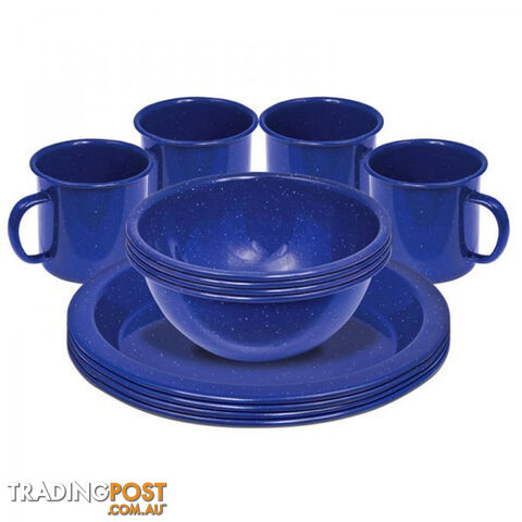 Campfire Speckled 12 Piece (4-Person) Dinner Set - Enamel Navy - 727623