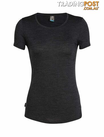 Icebreaker Cool-Lite Sphere Womens Short Sleeve Low Crewe Top - Black Heather -...