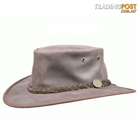 Barmah Foldaway Oiled Leather Hat - Brown - 1062br
