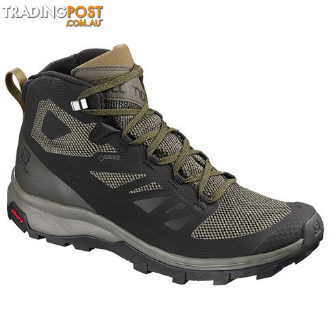 Salomon Outline Mid GTX Mens Hiking Boots - Black/Beluga/Capers - 8.5 US -...
