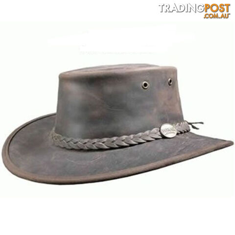 BARMAH FOLDAWAY BRONCO LEATHER HAT BROWN [Hat Size:XXL] - 1060BRXXL