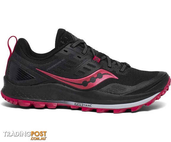 Saucony Peregrine 10 Wide Womens Trail Running Shoes - Black/Barberry - 7.5US - S10557-20-75