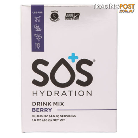SOS Rehydrate Electrolyte Sports Drink - Berry - 10 Pack - SOS-BE-10PK