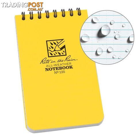 Rite In The Rain Top Spiral 3 X 5 Polydura Waterproof Notebook - Yellow - XR135