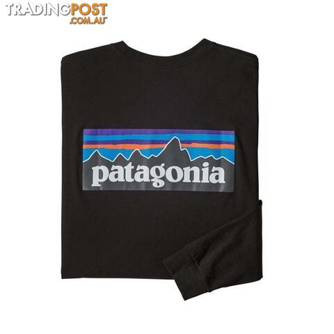 Patagonia P-6 Logo Responsibili-Tee Mens Long Sleeve T-Shirt - Black - L -...