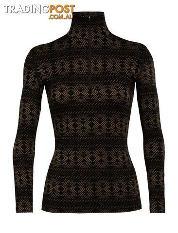 Icebreaker Merino 250 Vertex LS Half Zip Crystalline Womens Thermal Top - Black...
