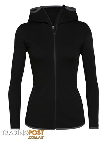 Icebreaker RealFleece Merino Elemental LS Zip Hood Womens Fleece Jacket - Black...