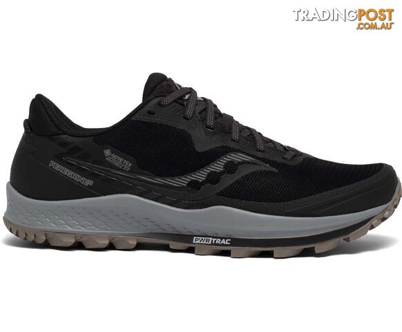 Saucony Peregrine 11 GTX Mens Trail Running Shoes - Black/Gravel - 9 -...