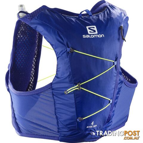 Salomon Active Skin 4 Set Mens Trail Running Pack - Clematis Blue/Safety Yellow - S - LC1514400-S