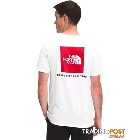 The North Face Box NSE Mens Short Sleeve Everyday Tee - TNF White/TNF Red - XXL - NF0A4763LB1-X2L