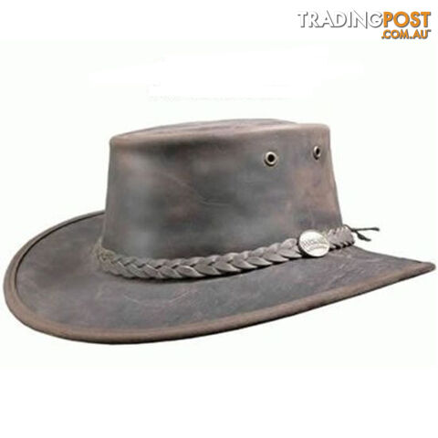 Barmah Foldaway Bronco Leather Hat - Brown - 1060br