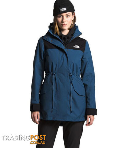The North Face Metroview Womens Waterproof Trench Coat - Shady Blue/TNF Black -...