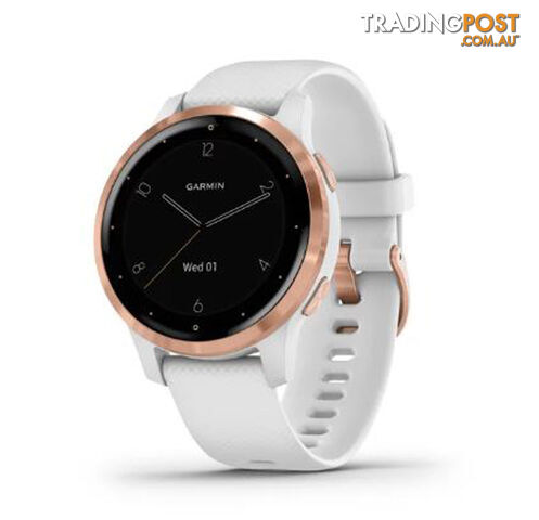 Garmin Vivoactive 4S GPS Smart Watch - White with Rose-gold Hardware - 10-02172-22