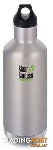 Klean Kanteen 32oz Insulated Classic Loop Cap Water Bottle 1L - Brushed Stainless - XK1003112