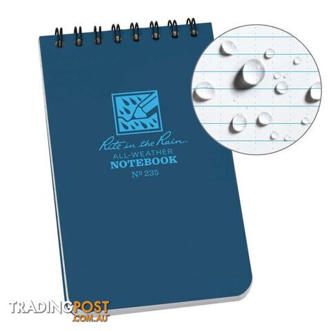 Rite In The Rain Top Spiral 3 X 5 Polydura Waterproof Notebook - Blue - XR235