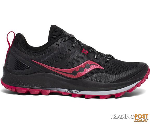 Saucony Peregrine 10 Wide Womens Trail Running Shoes - Black/Barberry - 6US -...
