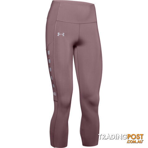 Under Armour Qualifier Speedpocket Roadside Runway Crop Womens Leggings - Pink -...