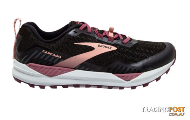Brooks Cascadia 15 Womens Trail Running Shoes - Black/Ebony/Coral Cloud - 8 Wide - 1203311D-087-8