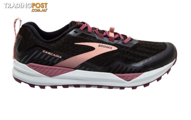 Brooks Cascadia 15 Womens Trail Running Shoes - Black/Ebony/Coral Cloud - 7.5 Wide - 1203311D-087-75