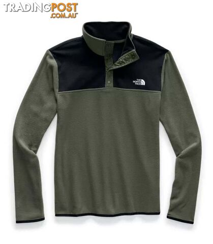 The North Face TKA Glacier Snap-Neck Mens Fleece Pullover - New Taupe Green/TNF...