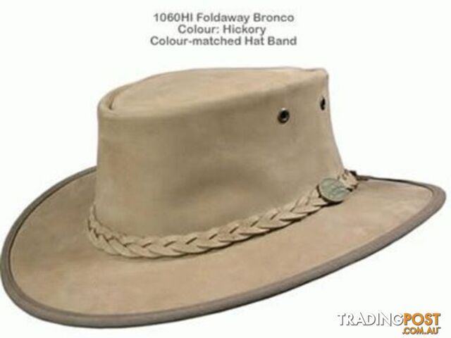BARMAH FOLDAWAY BRONCO LEATHER HAT - HICKORY [Hat Size:Small] - 1060HIS
