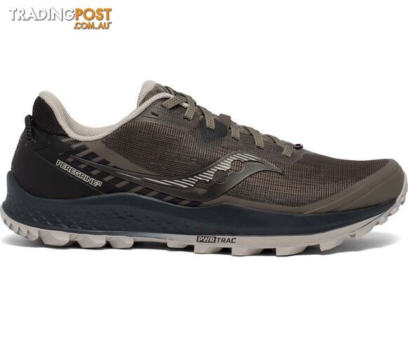 Saucony Peregrine 11 Wide Mens Trail Running Shoes - Gravel/Black - 9 -...