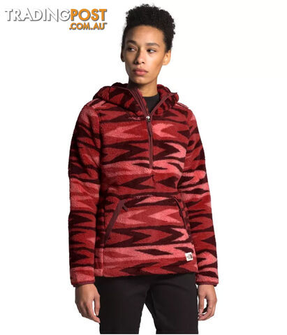 The North Face Campshire 2.0 Womens Pullover Fleece Hoodie - Sunbaked Red Arrow Stripe Print/Barolo Red - S - NF0A3YS7P52-R0S