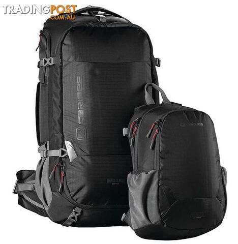 Caribee Magellan 65L Travel Backpack With Daypack - Black - 6930