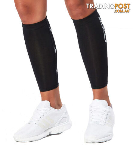 2XU Compression Calf Guards - Black/Black - L - UA1987b-BLK-BLK-L