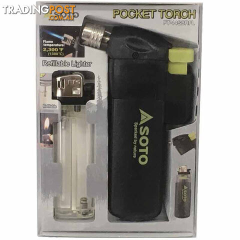 Soto Pocket Torch with Refillable Lighter - Black - STPT-14SBRFL