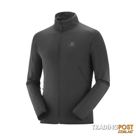 Salomon Outrack Full Zip Mid Mens Lightweight Fleece Jacket - BLACK - L -...