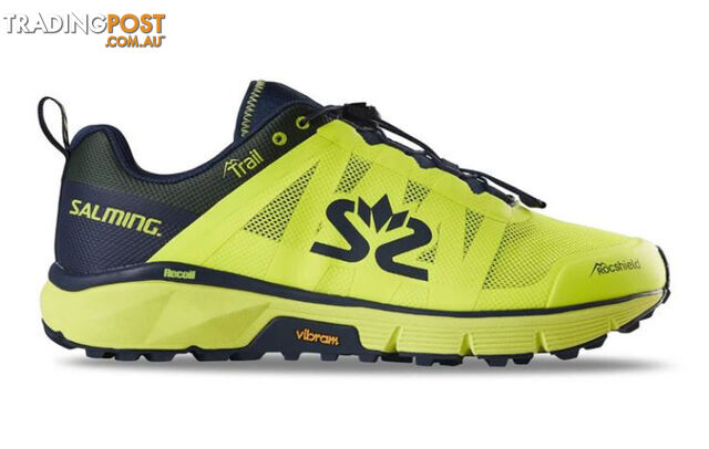 Salming Trail 6 Mens Trail Running Shoes - Safety Yellow/Navy Blue - US13.0 - 1280057-1904-48