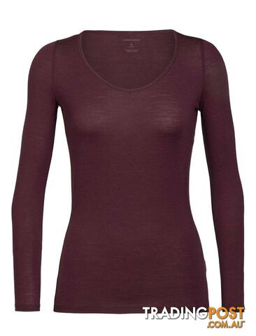 Icebreaker Merino Siren LS Sweetheart Womens Top - Redwood - XS - 103194632XS