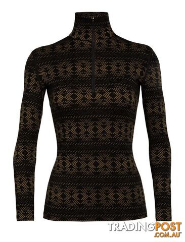 Icebreaker Merino 250 Vertex LS Half Zip Crystalline Womens Thermal Top - Black...