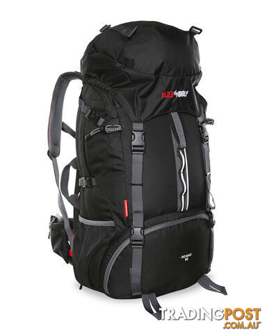 Black Wolf Nomad 60L Travel/Trek Hybrid Backpack - Black - 3412351361008