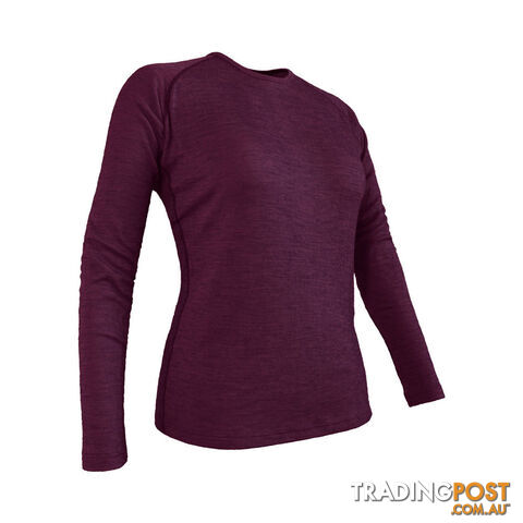 Wilderness Wear Merinofusion 190 Women's Long Sleeve Crew - Fusion Merlot - 8 -...