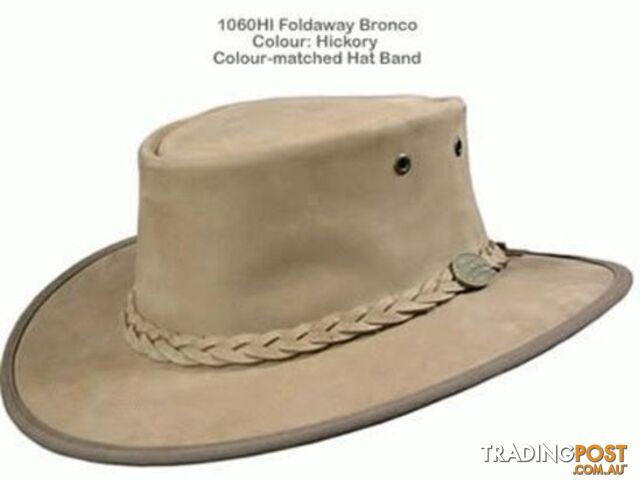 Barmah Foldaway Bronco Leather Hat - Hickory - 1060hi
