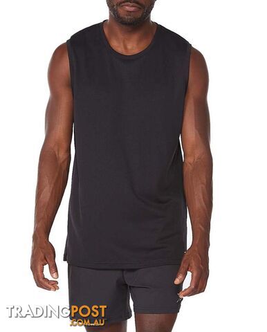 2XU Aero Mens Running Tank Top - Black/Silver Reflective - S - MR6558a-BLK-SRF-S