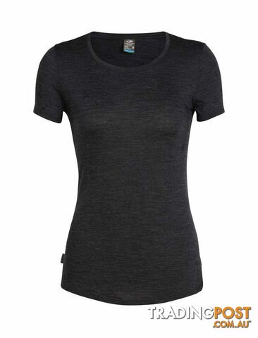 Icebreaker Cool-Lite Sphere Womens Short Sleeve Low Crewe Top - Black Heather -...