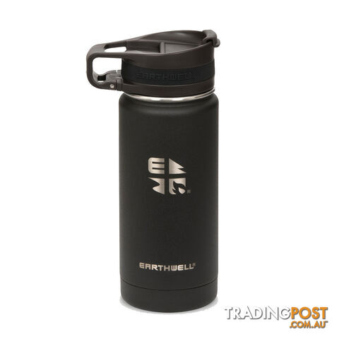 Earthwell Roaster Vacuum Bottle 16oz/470ml - Loop Cap - Volcanic Black - VJ16-R10L10