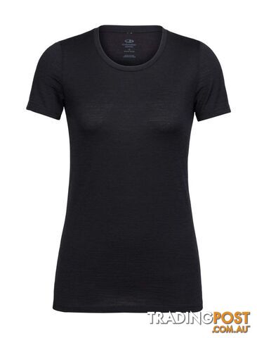 Icebreaker Tech Lite Womens Short Sleeve Low Crewe T-Shirt - Black - S -...