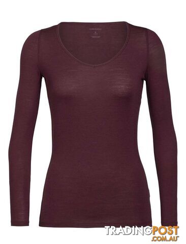 Icebreaker Merino Siren LS Sweetheart Womens Top - Redwood - M - 103194632M