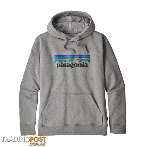 Patagonia P-6 Logo Uprisal Mens Fleece Hoody - Gravel Heather - S - 39539-GLH-S