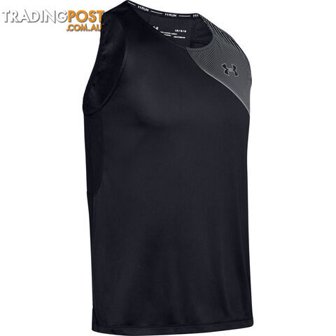 Under Armour Qualifier Iso-Chill Singlet Mens Running Singlet - Black - MD -...