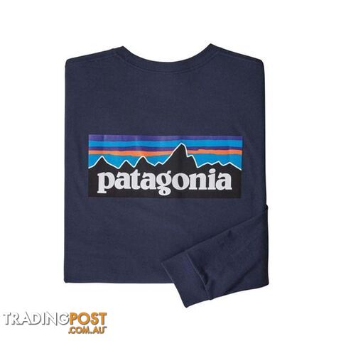 Patagonia P-6 Logo Responsibili-Tee Mens Long Sleeve T-Shirt - Classic Navy - L...