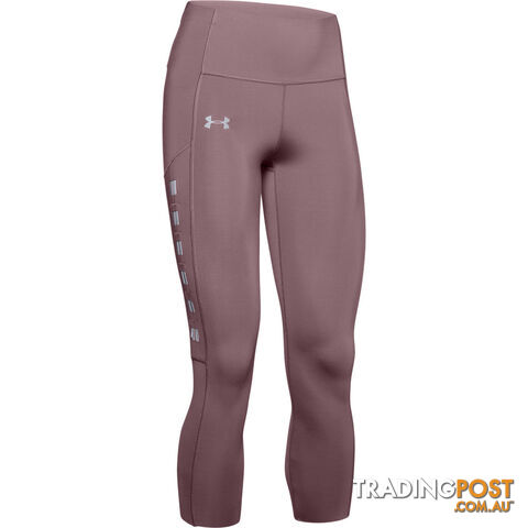 Under Armour Qualifier Speedpocket Roadside Runway Crop Womens Leggings - Pink -...