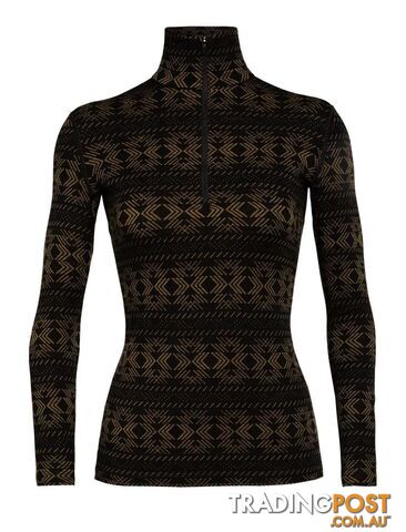 Icebreaker Merino 250 Vertex LS Half Zip Crystalline Womens Thermal Top - Black...