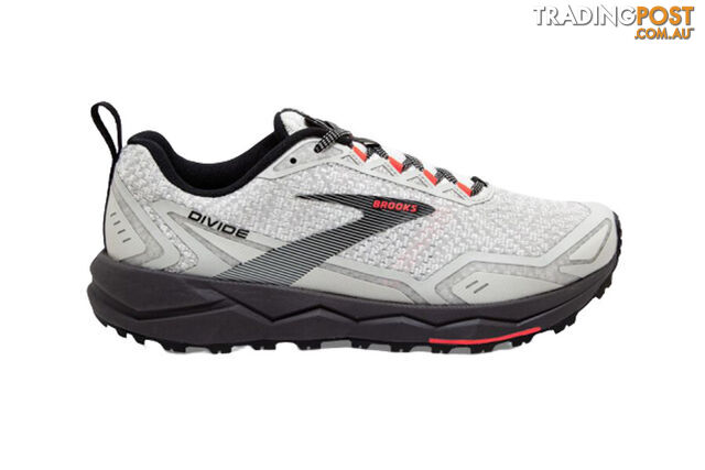 Brooks Divide Womens Trail Running Shoes - White/Grey/Fiery Coral - 10 -...